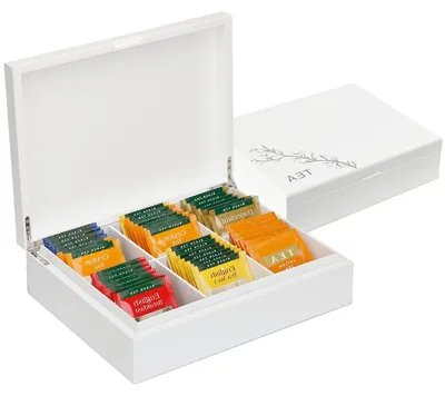 Productafbeelding van Solidchoice - Handgemaakte Houten Theedoos met 6 Compartimenten