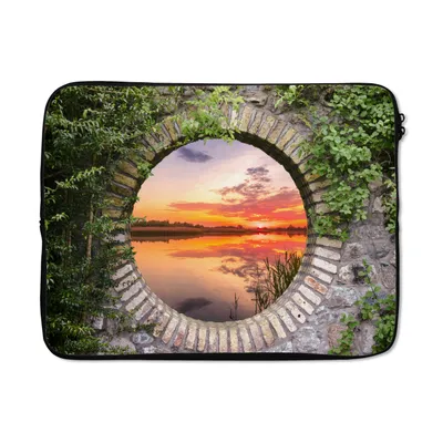 Produktbild von MuchoWow® Laptop Hülle 17 Zoll Laptoptasche Meer - Sonnenuntergang - Ausblick - Zipper - Schutzabdeckung
