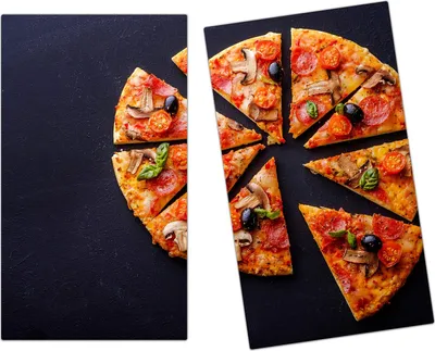 Produktbild von Spritzschutz Herdabdeckplatte Schneidebrett aus Glas Pizzadreiecke 2-Teilig (60x52cm)