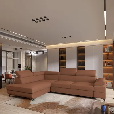 Produktbild von Masseno Ecksofa FAVIEN L-S mit Schlaffunktion L-Form, Sofa mit Bettkasten, Wohnzimmersofa, Couch, Soffa, Bettsofa, Couchgarnitur- Orange, QUELLE 54