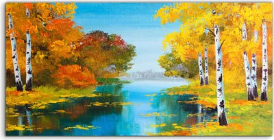 Produktbild von Coloray Canvas 140x70  Wandbild Leinwand Bilder Foto Malerei Landschaft Birken Wald