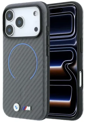 Zdjęcie produktu dla Etui BMW M Carbon Printed Ringl MagSafe do iPhone 18 Pro Max / 17 Pro Max antracyt