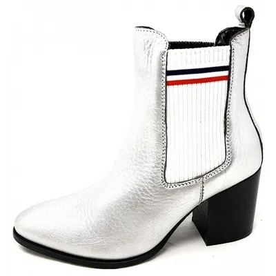 Produktbild von Tommy Hilfiger Damen SOCK SHINY MID HEEL CHELSEA BOOT Stiefeletten Silber #9