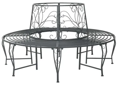 Immagine prodotto di vidaXL Panchina a forma di albero, 8 posti, Ø 160 x 89 cm, acciaio grigio argento, rotonda