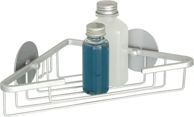 Produktbild von Wenko 18847100 Eckablage Turbo-Loc - Befestigen ohne Bohren, Aluminium matt, ultra leicht, rostfrei, 25.5 x 7.5 x 15 cm; 18847100
