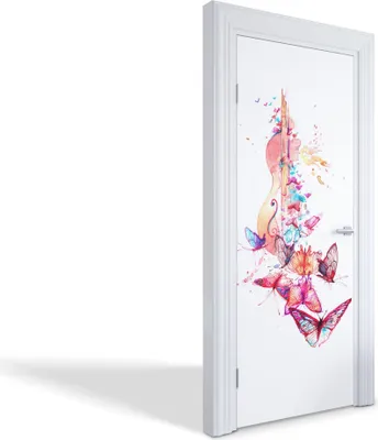 Produktbild von Türdeko Aufkleber Selbstklebende Wandsticker Personalisiert - Musikalische Schmetterlinge - 75 x 205 cm