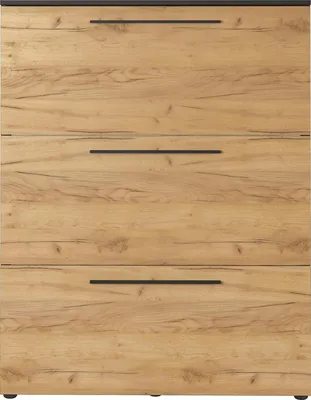 Produktbild von Schuhkipper >GW-WILDOMAR< 3 Klappen, Graphit / Navarra-Eiche-Nachbildung - 100x127x19cm (BxHxT)