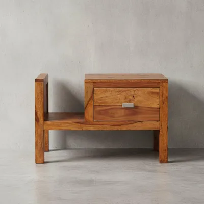 Robuste Sheesham Nachtkonsole_ Landhaus-Optik_ 60x40x30 cm - Mit Schublade & Ablage - KADIMA DESIGN_Größe_ 60x30x40 cm_#sku_BARWL1.372#
