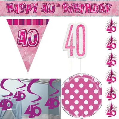 Produktbild von 40. Geburtstag Party Deko in pink Partyset / Partyartikel
