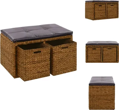 Produktbild von vidaXL Sitzbank mit 2 Körben Seegras 71×40×42 cm Braun -  Truhen- & Flurbänke