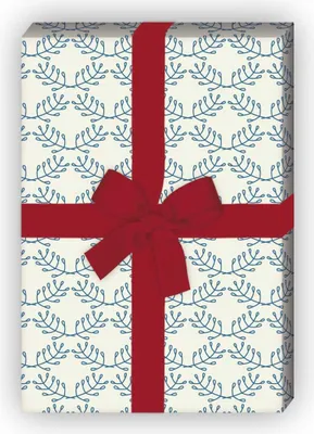 Produktbild von Elegantes Geschenkpapier mit floralem Muster in blau - G6283, 32 x 48cm