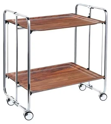 Produktbild von DON HIERRO - Klappbarer Servierwagen BAUHAUS mit Rollen – Metallgestell verchromt, 2 Ebenen, 4 Positionen