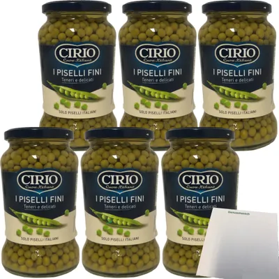 Produktbild von Cirio I Piselli Fini feine Erbsen 6er Pack (6x240g ATG Glas) + usy Block