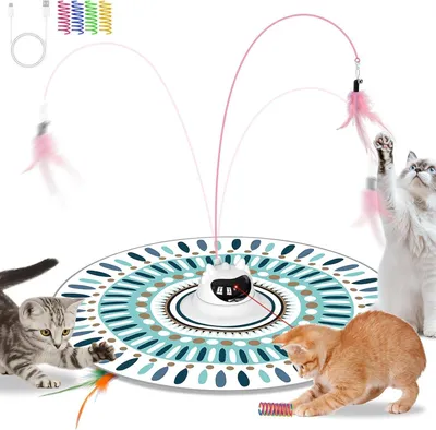 3-in-1 Katzen-Spielzeug, elektrisch, interaktiv, wiederaufladbar, weiß
