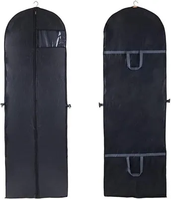Produktbild von Kleiderbox 2er Set, atmungsaktives Schutzbeutel 180cm x 60cm, Kleiderboxen für Hochzeitskleid, Abendkleid oder lange Jacken, schwarz