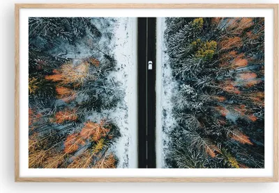 Produktbild von Gerahmtes Poster - Rahmen in heller Eiche - Wald Weg Schnee - 91,5x61 cm - Wand Bild - Wanddeko - Wandbilder - Kunstposter - Wandposter - Bilderrahmen - Bilder - Kunstdruck - P2NAA91x61-4654