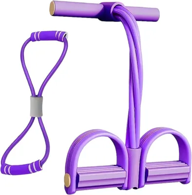 Imagen del producto de Bandas elásticas para fitness, juego de 8 unidades con pedales y agarres, de látex, para entrenamiento