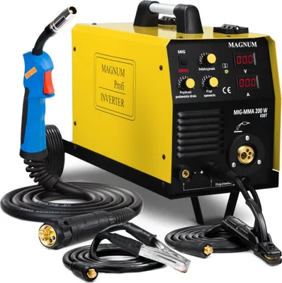 Produktbild von MAGNUM MIG-MMA 200W - 180A Inverter MIG MAG Schweißgerät Schutzgas und Fülldraht mit Fahrwerk - MMA und Lötschweißen