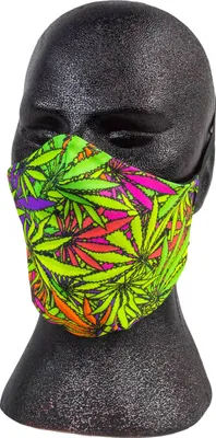Produktbild von PSYWORK Schwarzlicht Behelfsmaske Neon "Sweet Weed", Gr. S