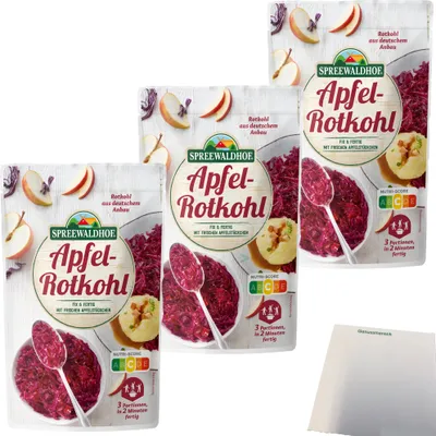 Produktbild von Spreewaldhof Apfel-Rotkohl Fix und Fertig mit frischen Apfelstückchen 3er Pack (3x400g Packung) + usy Block