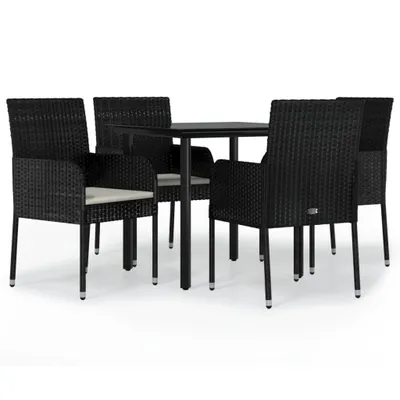 Produktbild von vidaXL 5-tlg. Garten-Essgruppe mit Kissen Schwarz Poly Rattan