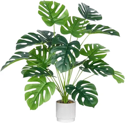Zdjęcie produktu dla Sztuczna roślina Monstera, wysokość 71 cm, 18 liści, idealna do salonu i biura