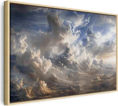 Produktbild von Italienischer Leinwand Leinwandbild - Golden Reflections on Clouds Foretelling Dusk 120x80 cm Muster b-H-10056-b-a