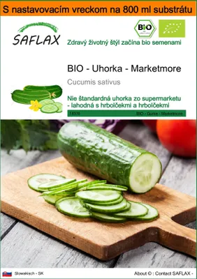 Obrázok produktu pre SAFLAX Garden in the bag - BIO - Uhorka - Marketmore - Cucumis sativus - 20 Semená - S pestovateľským substrátom v praktickom samostaviteľnom vrecku