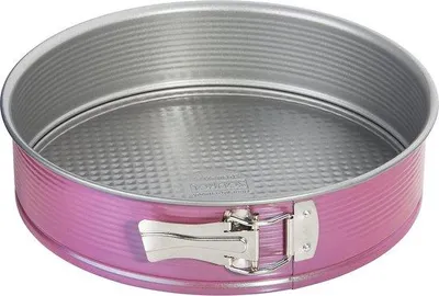 Image de Kreative Studio Moule à charnière Ø 26 cm Moule à pâtisserie à fond plat - Moule à tarte rond avec revêtement antiadhésif - Pâtisserie créative (Couleur : Rose Argent) - 1 pièce Moule à charnière