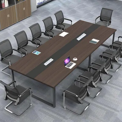 Immagine prodotto di Tavolo da conferenza con sistema di gestione dei cavi, dimensioni 200x100x74 cm, design moderno, ideale per l'ufficio