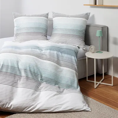 Produktbild von Janine Mako-Satin Bettwäsche J.D. 87113 silber blau 155x220 cm + 80x80 cm