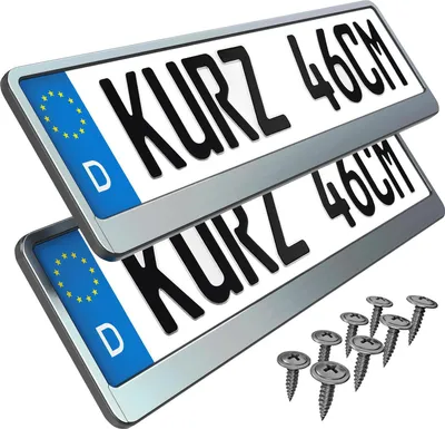 Produktbild von 2 Stück Kennzeichenhalter kurz 46 cm Chrom Optik Kennzeichenhalter 460 mm für kurze Kennzeichen
