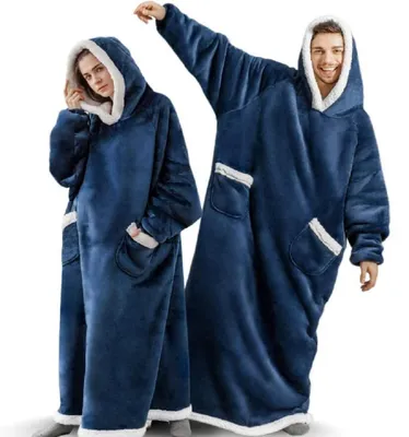 Produktbild von Hoodie Decke für DamenHerren Flanell Fleece Oversized Weich Pullover Sweatshirt Kuscheldecke Flauschige Sherpa TV-Decke mit Ärmeln Übergroße Kapuzen