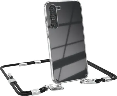 Produktbild von EAZY CASE Handykette für Samsung Galaxy S23 Plus, Transparente Silikonhülle mit Band, Clear Case, abnehmbar in  Schwarz