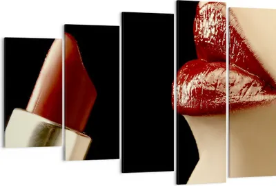 Produktbild von Bild auf Leinwand - Leinwandbild - Frau rote Lippen Lippenstift Gesicht - 150x100cm - Wand Bild - Wanddeko - Leinwanddruck - Bilder - Kunstdruck - Leinwand bilder - Wandkunst - EG150x100-0414