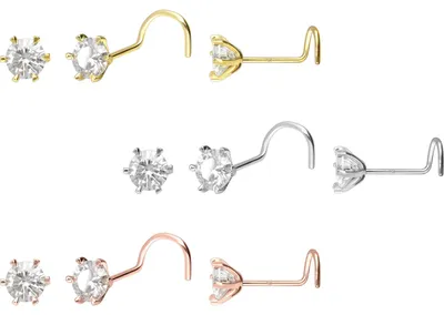 Produktbild von Nasenpiercing, Nasenstecker 14/18 Karat Gold Nasenstecker Spirale EINGEFASSTER MOISSANIT