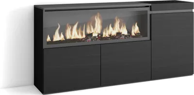 Produktbild von Sideboard, Highboard, 158x35x75cm, 3 Türen, Elektrokamin XXL, Schwarz