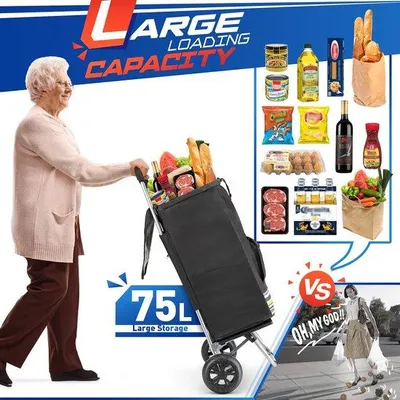 Immagine prodotto di Carrello per la spesa impermeabile, dotato di ruote, robusto ed estremamente stabile
