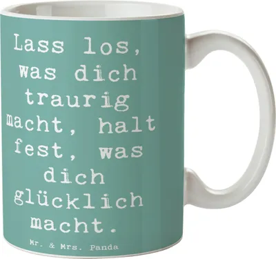Produktbild von Mr. & Mrs. Panda Tasse Spruch Verluste betrauern und loslassen - Meeresbrise - Geschenk, schöne, was dich glücklich macht, Pott, haferl, Trauerprozess, Trost, Mutmacher