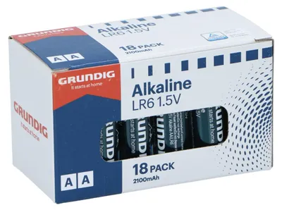 Productafbeelding van Grundig AA alkaline batterijen LR6, 1,5V - 18 stuks - 2100mAh capaciteit - Geschikt voor afstandsbedieningen