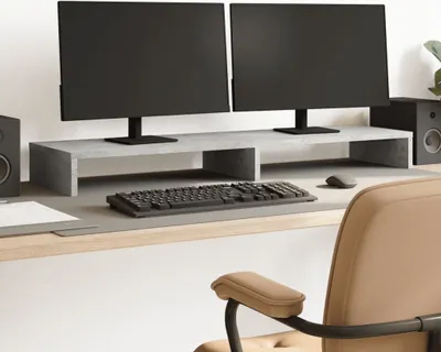 Produktbild von "2026 Promotion" Monitorständer Betongrau 100x27x10 cm Holzwerkstoff - Monitorständer CC31433