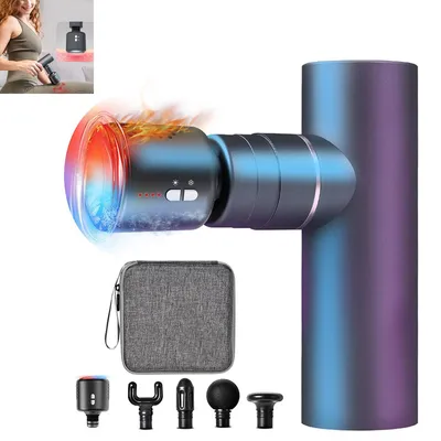 Produktbild von Massagepistole Tiefengewebe mit Wärmefunktion, Massage Gun mit LED-Touchscreen, 6 Massagestufen & 5 Massageköpfen, Muskelmassagegerät 10 mm Amplitude