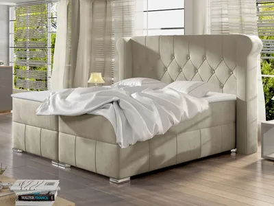 Obrázek produktu pro Hotelová dvojlůžková postel 160x200 RUFIO - béžová + topper