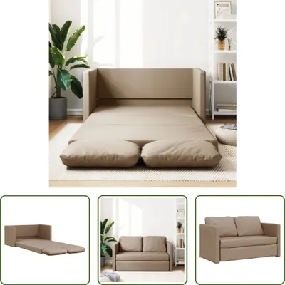 Produktbild von The Living Store Bodensofa mit Schlaffunktion Cappuccino-Braun Kunstleder