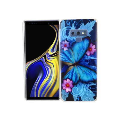 Productafbeelding van Samsung Galaxy Note 9 telefoonhoesje, beschermende case, blauw met vlinderprint