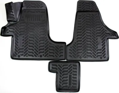 Produktbild von J&J AUTOMOTIVE | 3D Automatten Gummi Matten Gummifußmatten TPE Passend Für Volkswagen Transporter T5 Multivan ab 2003 2tlg, Schwarz, Anti-Rutsch, Allwettermatten, Passgenaue, Hohes Rand