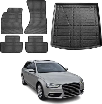 Produktbild von Fußmatten & Kofferraumwanne Set für Audi A4 Avant 8K5 B8 2007-2015 Gummi Schwarz