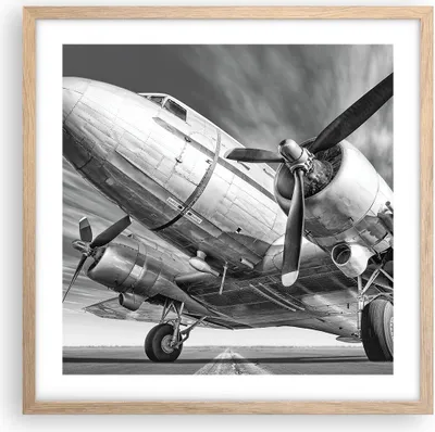 Produktbild von Gerahmtes Poster - Rahmen in heller Eiche - Flugzeug Retro Flugzeug - 50x50 cm - Wand Bild - Wanddeko - Wandbilder - Kunstposter - Wandposter - Bilderrahmen - Bilder - Kunstdruck - P2NAC50x50-4952