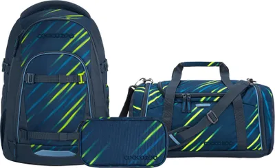Produktbild von Coocazoo, Schulrucksack-Set MATE Fast Lime 3-teilig