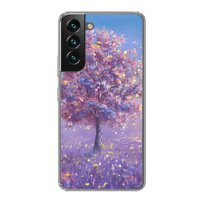 Produktbild von MuchoWow® Handyhülle Schutzhülle Hülle für Samsung Galaxy S22 Baum - Sommer - Rosa Silikon Softcase Handy Hülle - Mobiltelefonhülle